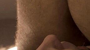 she delivers a super close-up blowjob ending with cum flooding her mouth as she rims him