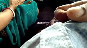 Sexy aunt flashes her big tits then rides massive cock to orgasm in car by jungle highway