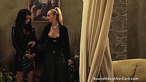 her leather-clad curves beg for mistress's commanding touch