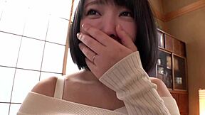 beautiful busty japanese milf shakes huge natural tits in bed