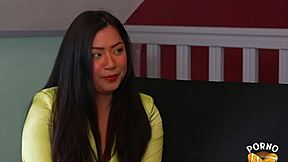 Beautiful French Latina Milf Adeli with Small Waist Takes Hard Ass Pounding as Sexy Slut Brunette