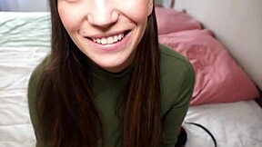 Street pickup long-haired cutie bent over, deepthroats then rides cock moaning in hotel