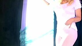 Croatian babe's banana split creams her big tits teasingly