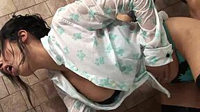 hey romana's getting pounded hard in the shower after her first anal try