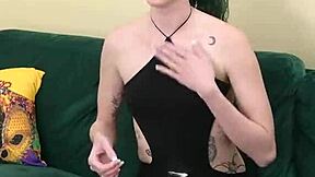 hey, kit summers rocks that tight black bodysuit gothic miniskirt look...