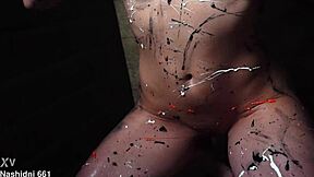 youtube show with eva gold's big fake tits in body paint dancing erotically in shower 🔥💦😍