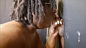 close-up gloryhole blowjob with dcb choking on big black monster cock part 6