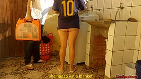 married housewife pays washing machine tech with her tight pussy in homemade fun