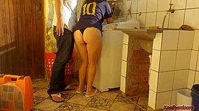 married housewife pays washing machine tech with her tight pussy in homemade fun