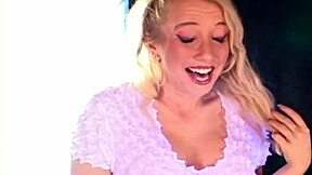 Croatian babe's banana split creams her big tits teasingly