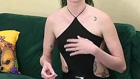 hey, kit summers rocks that tight black bodysuit gothic miniskirt look...