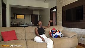 Eighteen-Year-Old Black Cutie with Big Natural Tits Gets Pounded Rough in Interracial Audition Casting