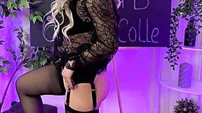 Giulia Shock Teases in 20 Den Nylon Stockings at Night Club Dance
