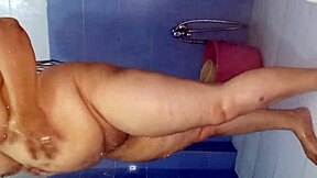 gorgeous bbw desi indian chubby bhabhi netu bathes nude in steamy home shower