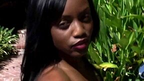 ebony beauty bounces her huge natural tits everywhere