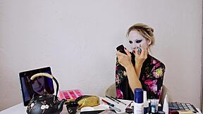 She applies geisha cosplay makeup