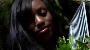 ebony beauty bounces her huge natural tits everywhere