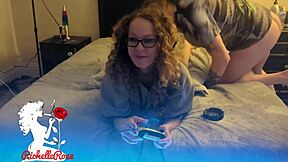 gamer girl, bend over now - time to doggy you hard and creampie that skinny hole deep!