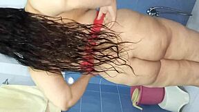 gorgeous bbw desi indian chubby bhabhi netu bathes nude in steamy home shower