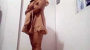 wow check out this latina teen showing off her big tits and wet pussy while cleaning house