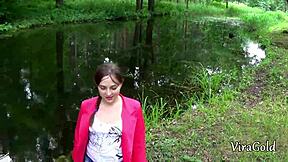 Fucking Her Dripping Wet Pussy Ends in Forest Creampie Bliss