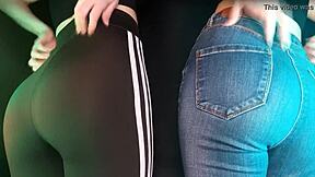 Twins Scratch Legs in Jeans and Leggings for Deep ASMR Thrill