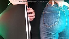 Twins Scratch Legs in Jeans and Leggings for Deep ASMR Thrill