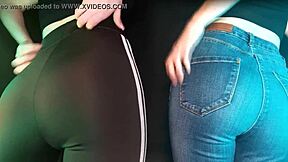 Twins Scratch Legs in Jeans and Leggings for Deep ASMR Thrill
