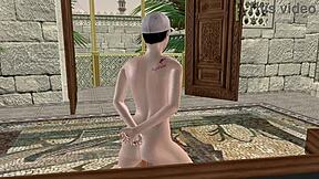 beautiful 3d shemale crossdresser stuffs carrot deep in her tight ass hentai animation