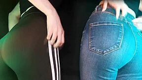 Twins Scratch Legs in Jeans and Leggings for Deep ASMR Thrill