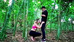 Grabbed street blonde bent her over woods for doggystyle pussy pounding