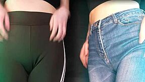 Twins Scratch Legs in Jeans and Leggings for Deep ASMR Thrill