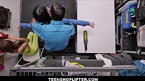 hey tiny teen shoplifter and busty asian milf guard take big dick pounding after getting caught - suki sin nikki nicole juan largo
