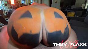 curvy latina in lingerie cosplay spits sloppy on bbc face fuck pumpkin lover