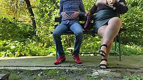 i know all my stepson's weaknesses so this perverted curvy mommy flashes wet pussy outdoors in leather dress