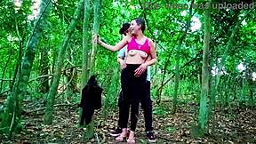 Grabbed street blonde bent her over woods for doggystyle pussy pounding