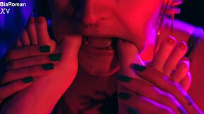 bdsm femdom goddess chokes slave deepthroat gags on latina feet toes lick swallow barefoot tickle