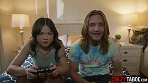 Petite Asian Stepsister Lulu Chu Catches Stepbro Jerking Monster Cock To Hot Milf Stepmom