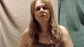 hey check this bound milf slave humiliating herself with dirty piss talk and chains
