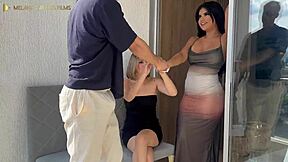 Horny curvy suegra Melanie Caceres and Rosxana Gutierrez double team hijastra's boyfriend for approval