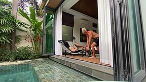 sexy lingerie girl trembles with desire fucking neighbor rough outdoors