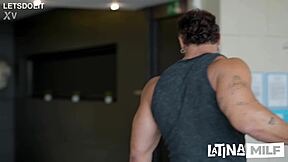 Cheating latina fitness slut rides coach's monster cock to squirting orgasm