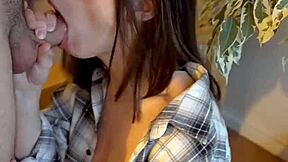 Innocent teen's sloppy throat fuck hides her dirty secret craving cum explosions