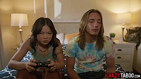 Petite Asian Stepsister Lulu Chu Catches Stepbro Jerking Monster Cock To Hot Milf Stepmom