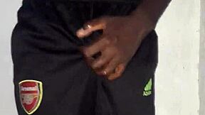 Kenyan stud's massive black cock gets stroked hard on homemade camera