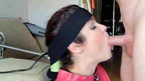 Wife's Head Locked to Fucking Machine for Epic Deepthroat BJ