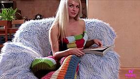 All Natural Blonde Carmen H Rides Textured Dildo Hard