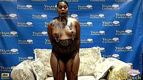 Ebony Milf's Ass POUNDED In BDSM - Squirts On Bound Toys Electric Rod Deepthroat!