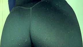 pretty latina in bathroom reveals hairy pussy fingers to intense orgasm