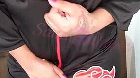 naruto's curvy hentai cosplay girl with big tits and ass rides dildo masturbating homemade pov